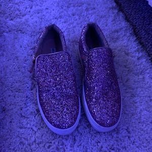 rose gold women’s glitter slip on’s